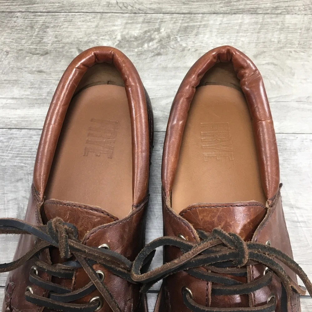 Men's Hudson Leather Campmoc Lug Sole Boat Lace Up Slip On Lug Shoes Size 11.5